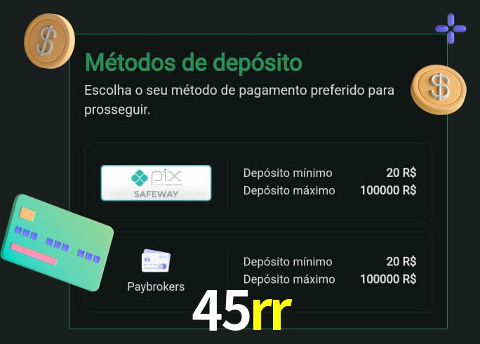 O cassino 45rr oferece uma grande variedade de métodos de pagamento